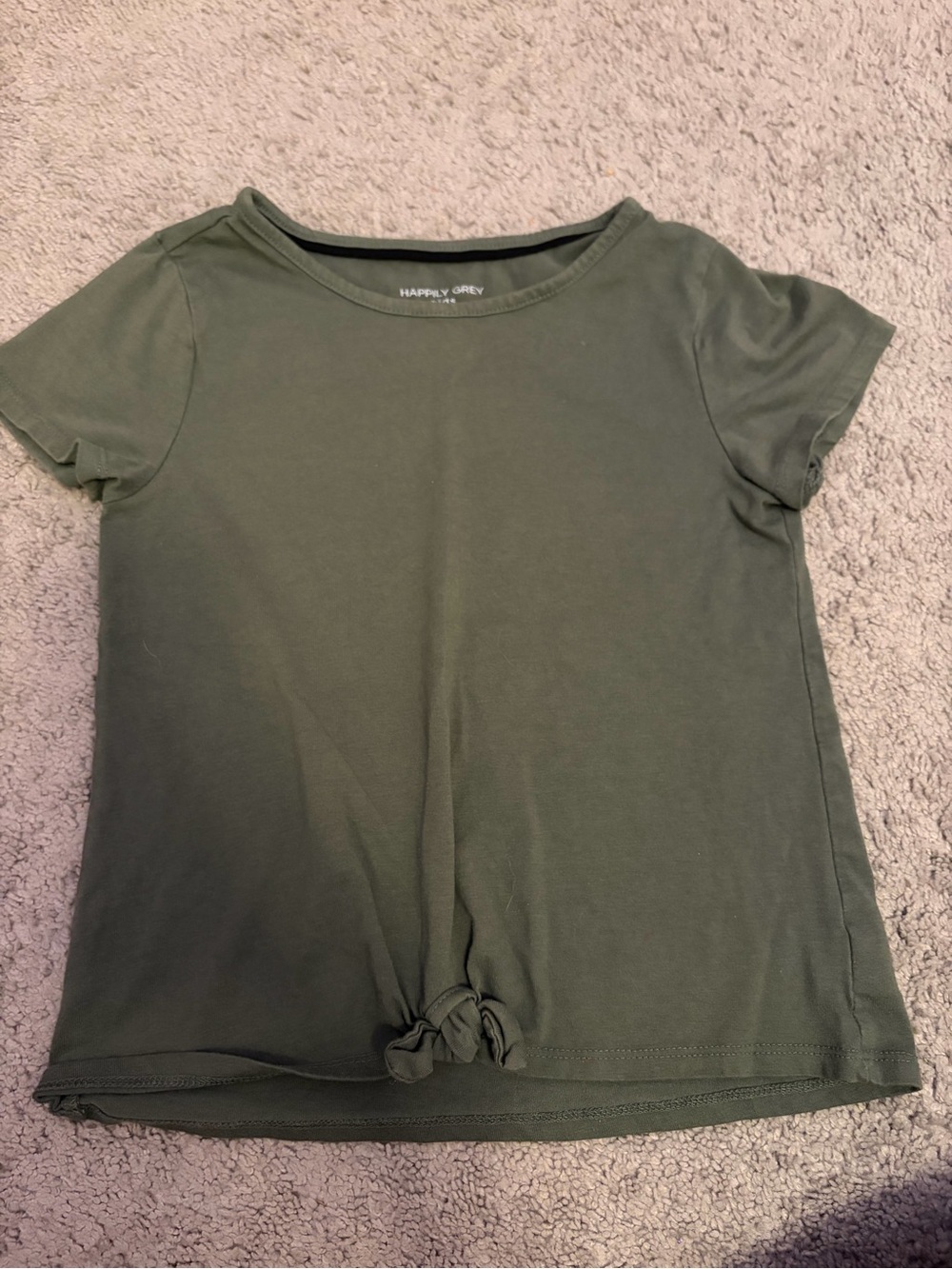 Olive Green Knot-Front Kids Tee